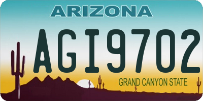 AZ license plate AGI9702