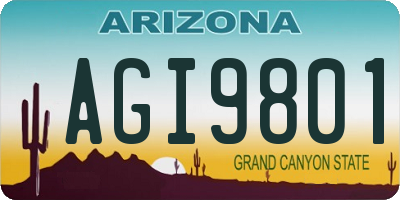 AZ license plate AGI9801