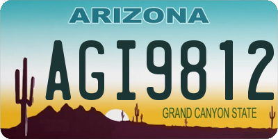 AZ license plate AGI9812
