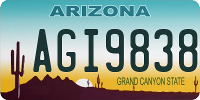 AZ license plate AGI9838