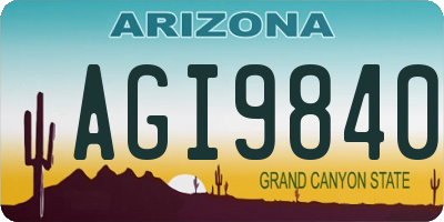 AZ license plate AGI9840