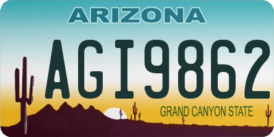 AZ license plate AGI9862