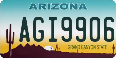 AZ license plate AGI9906