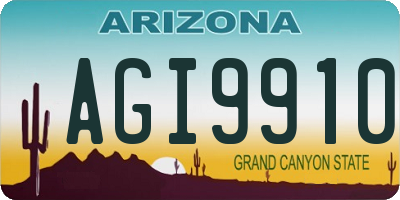 AZ license plate AGI9910
