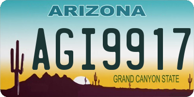 AZ license plate AGI9917