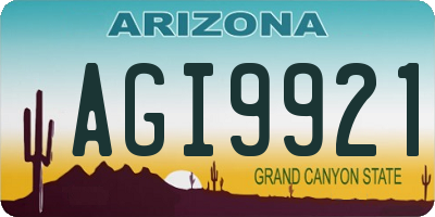 AZ license plate AGI9921