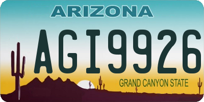 AZ license plate AGI9926