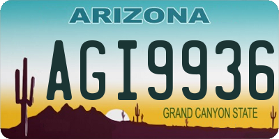 AZ license plate AGI9936