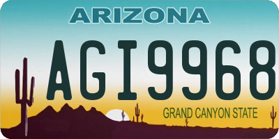 AZ license plate AGI9968