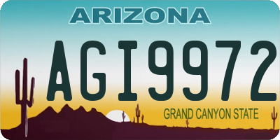 AZ license plate AGI9972
