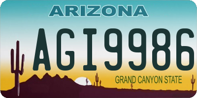 AZ license plate AGI9986