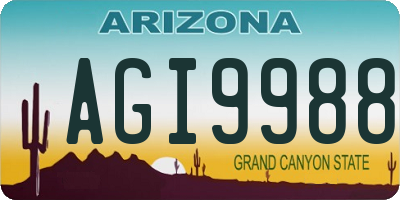 AZ license plate AGI9988