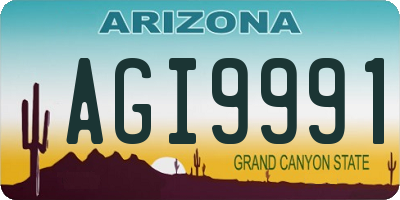 AZ license plate AGI9991