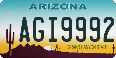 AZ license plate AGI9992