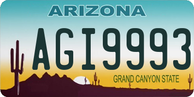 AZ license plate AGI9993