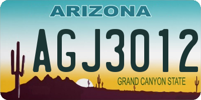 AZ license plate AGJ3012