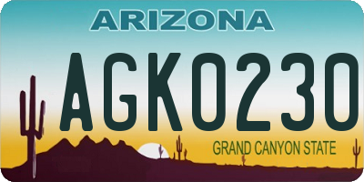 AZ license plate AGK0230
