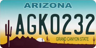 AZ license plate AGK0232