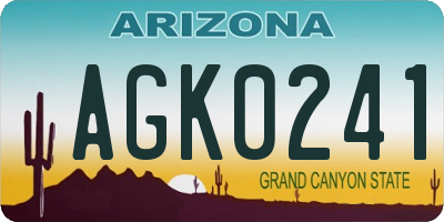 AZ license plate AGK0241