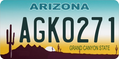AZ license plate AGK0271