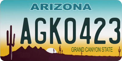 AZ license plate AGK0423