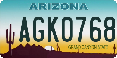 AZ license plate AGK0768