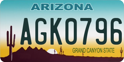 AZ license plate AGK0796