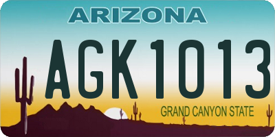 AZ license plate AGK1013