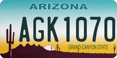 AZ license plate AGK1070