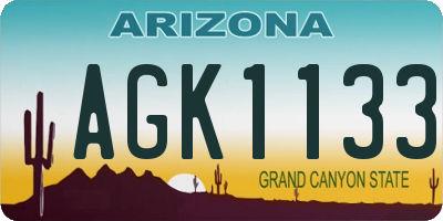 AZ license plate AGK1133