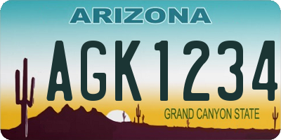 AZ license plate AGK1234