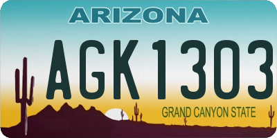 AZ license plate AGK1303