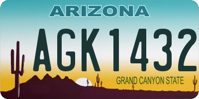 AZ license plate AGK1432