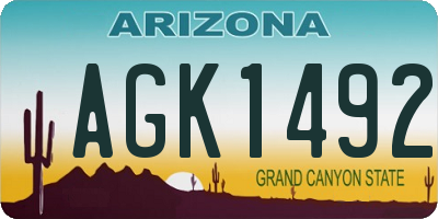 AZ license plate AGK1492