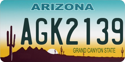 AZ license plate AGK2139