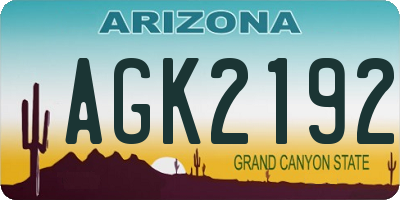 AZ license plate AGK2192