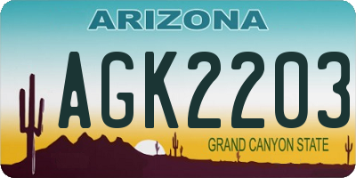 AZ license plate AGK2203