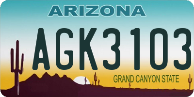 AZ license plate AGK3103