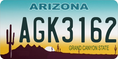 AZ license plate AGK3162