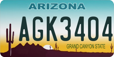 AZ license plate AGK3404