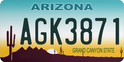 AZ license plate AGK3871