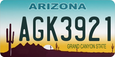 AZ license plate AGK3921