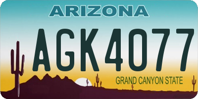 AZ license plate AGK4077