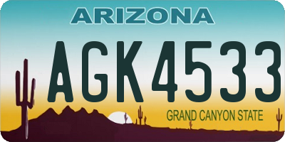 AZ license plate AGK4533