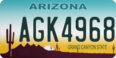 AZ license plate AGK4968