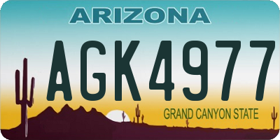 AZ license plate AGK4977