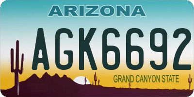 AZ license plate AGK6692