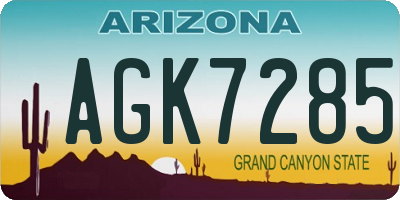 AZ license plate AGK7285
