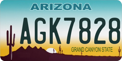 AZ license plate AGK7828