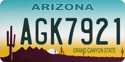 AZ license plate AGK7921